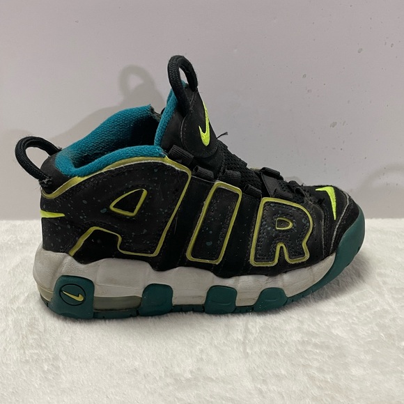Nike Air More Uptempo PS 'Black Geode Teal' DZ2810-001 Kids Shoes size 13.5C - Picture 1 of 9